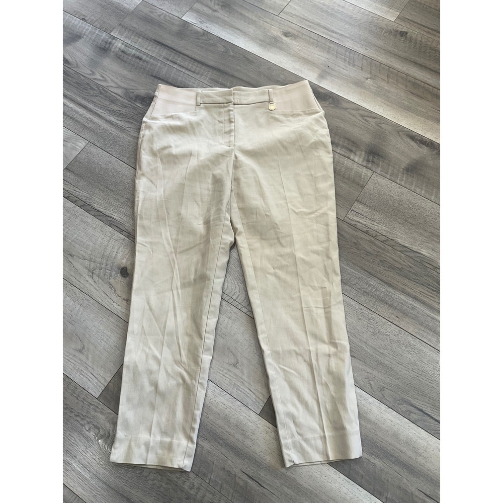 Anne Klein‎ Womens Beige Dress Pants Size 12 Elastic Waist Trousers Tan